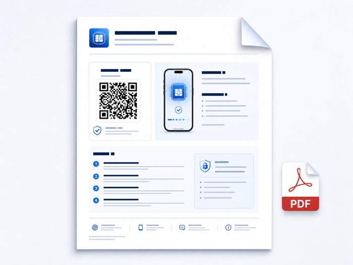 PDF file example containing a QR code and activation instructions
